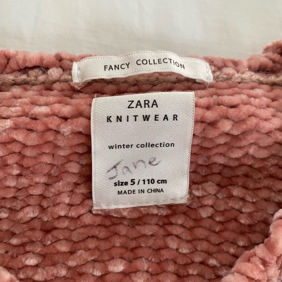 Zara fancy collection super soft pink chenille sweater size 110 cm or size 5T - Picture 3 of 4